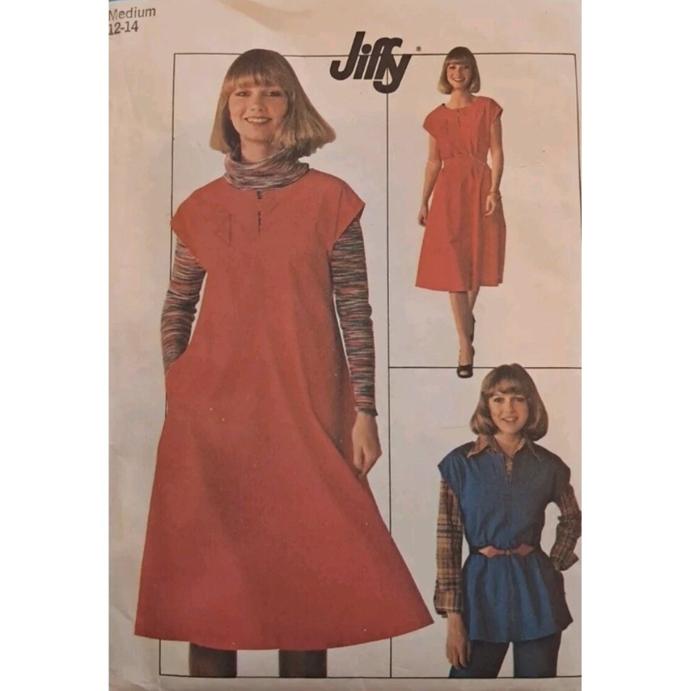 Simplicity Pattern 7657 Jiffy Womens Medium 8-10 Dress Or Jumper Cut Complete